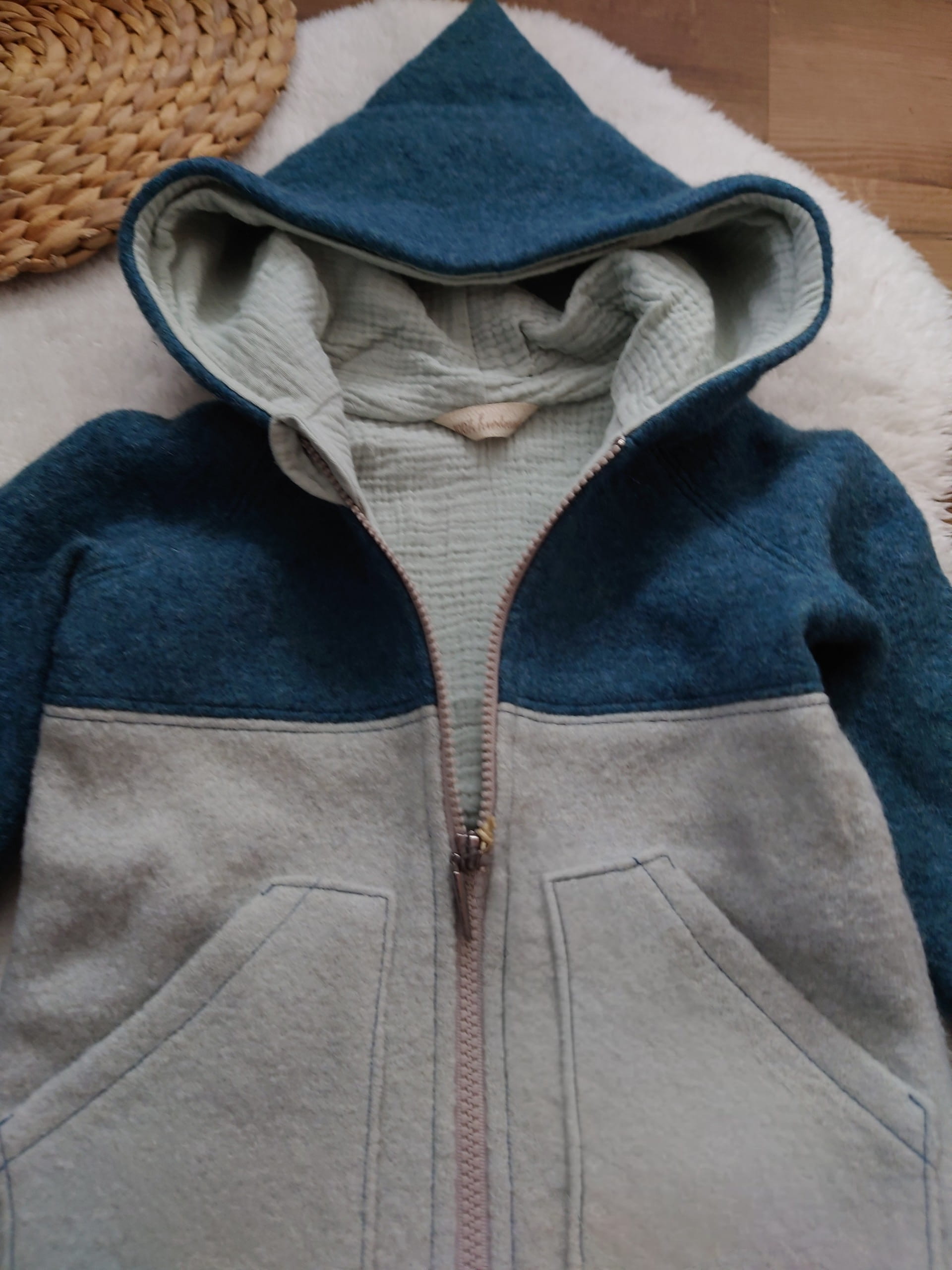 Walkjacke „Colorblocking Petrol & Mint“ 🧥🌲 - Gr. 92 – Bild 2