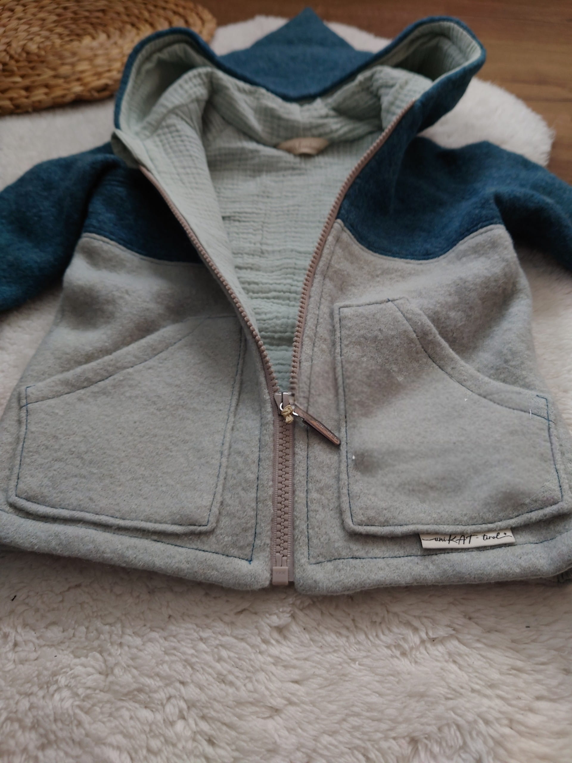 Walkjacke „Colorblocking Petrol & Mint“ 🧥🌲 - Gr. 92 – Bild 3